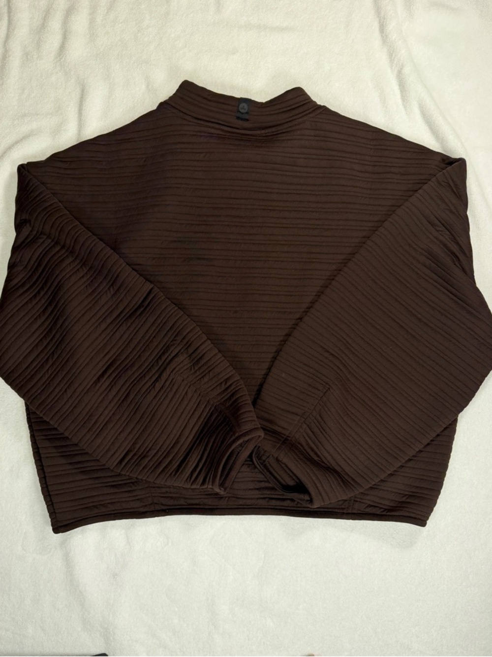 prAna Ribbed Cropped Mock Neck Pullover Brown Long Sleeve Size M - Picture 2 of 5